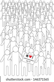 vector illustration of crowd of people in silhouettes