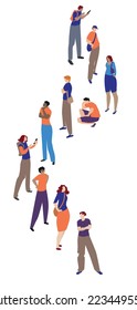 Vector illustration of a crowd of people staying in queue.