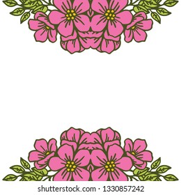 Vector illustration crowd pink flower frame hand drawn
