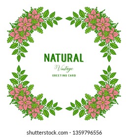 Vector illustration crowd of pink flower frame for design natural vintage hand drawn