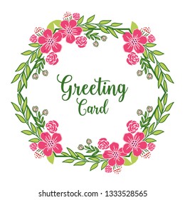 Vector illustration crowd of pink wreath frames for greeting card design