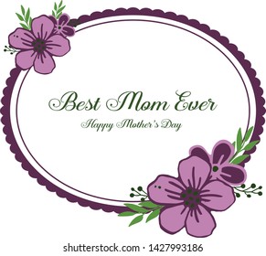 Vector illustration crowd purple wreath frame for writing best mom