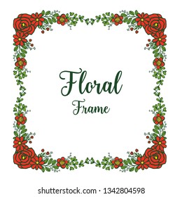 Vector illustration crowd red rose flower frame beautiful for background hand drawn