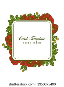 Vector illustration crowd red rose flower frame with vintage card template style