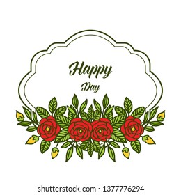 Vector illustration crowd of red rose wreath frame for lettering happy day hand drawn