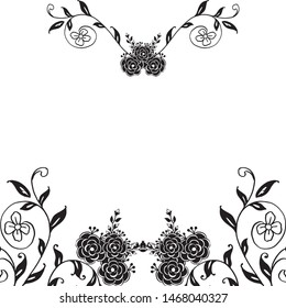 Vector illustration crowd of red rose wreath frame for lettering happy day