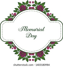 Vector illustration crowd of rose flower frame for writing memorial day hand drawn