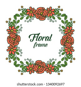 Vector illustration crowd of rose orange floral frame with invitation cards hand drawn
