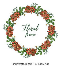 Vector illustration crowd of rose orange floral frame with invitation cards hand drawn