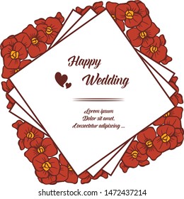 Vector illustration crowd of rose wreath frame beautiful for lettering will you marry me
