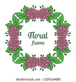 Vector illustration crowd style purple flower frame hand drawn