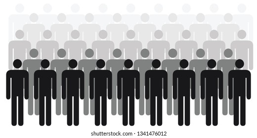 vector illustration of crowded place people standing for community power concept