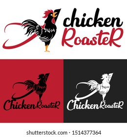 Vector illustration of crowing chicken logo  With different Background .Graphic icon symbol can be used in restaurant business, cafe, cooking business. 