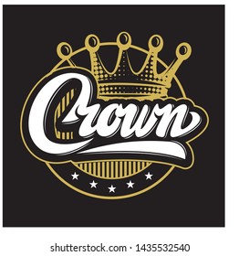 Vector illustration with crown and calligraphic inscription.