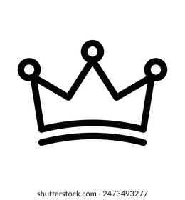 Vector illustration of a crown icon in black and white. Ideal for royalty, luxury, and leadership-related designs. Editable stroke.