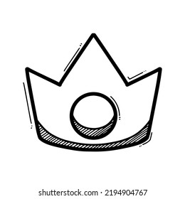 Vector illustration of crown icon in doodle style isolated background 