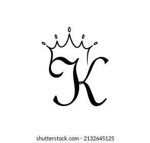 Ilustración vectorial del logotipo del monograma de la corona Letra inicial K