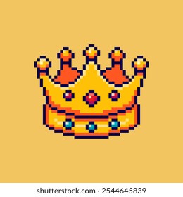 Vector Illustration of Crown with Pixel Art Design, perfect for game assets themed designs