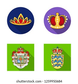 Vector illustration of crown and royal logo. Set of crown and jewelry stock symbol for web.