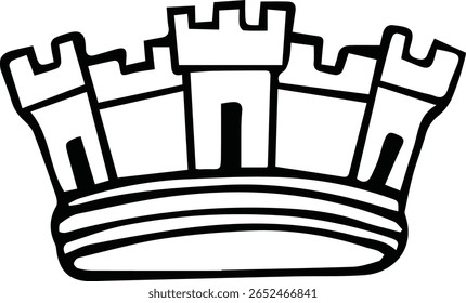 Vector illustration of a crown shaped like a castle