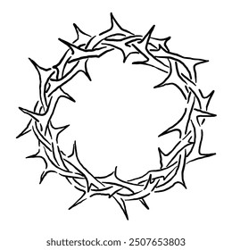 vector illustration of a crown of sharp thorns with a unique design style with natural lines and vintage style