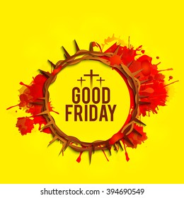 Vector illustration of Crown of thorns with dripping blood on Good Friday.