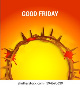 Vector illustration of Crown of thorns with dripping blood on Good Friday.