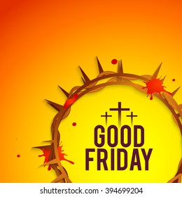Vector illustration of Crown of thorns with dripping blood on Good Friday.