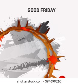 Vector illustration of Crown of thorns with dripping blood on Good Friday.