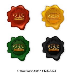 Vector illustration of Crown Wax Seal Set