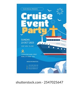 Ilustración vectorial de diseño de Plantilla de cartel de flyer de fiesta de evento de crucero