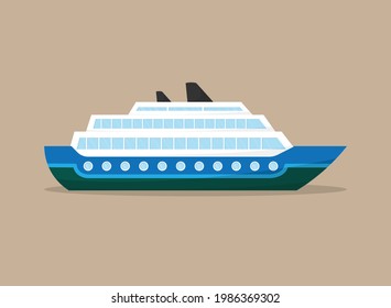 Vector illustration of a cruise ship. vector flat design on isolated background.