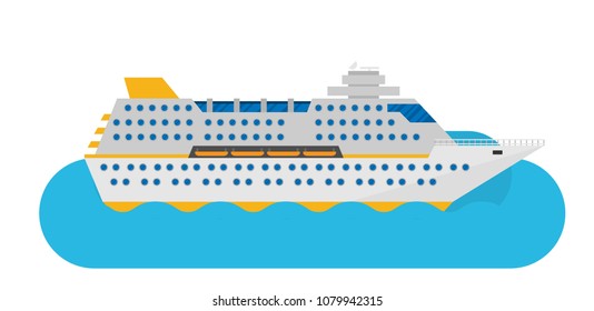 Vector illustration of cruise ship isolated in flat style