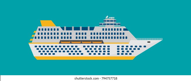 Vector illustration of cruise ship isolated in flat style