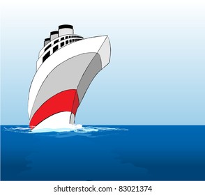 A vector illustration of a cruise ship at sea. EPS10 vector format