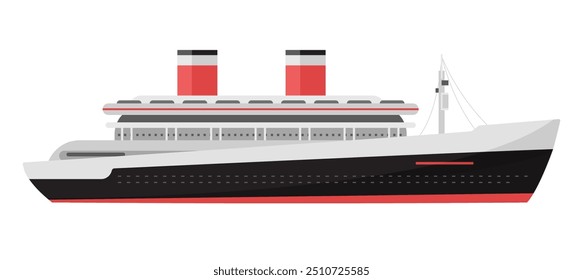 Ilustración vectorial de un crucero, que muestra los viajes marítimos modernos y el lujo.