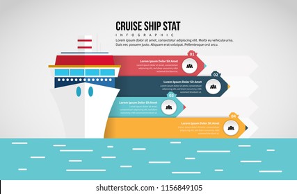 Vector illustration of Cruise Ship Stat Infographic design element.