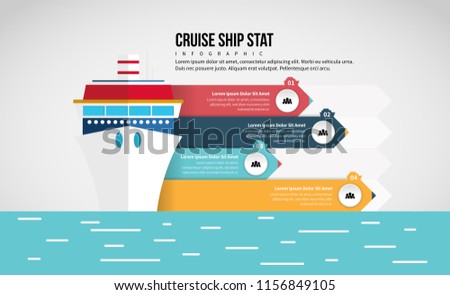 Vector illustration of Cruise Ship Stat Infographic design element.