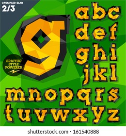 Vector illustration of an Crumpled paper alphabet. Slab style. Set  2