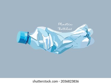 Vector Illustration of Crumpled Plastic Bottles	