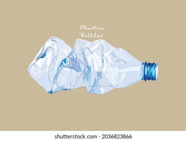 Vector Illustration of Crumpled Plastic Bottles	