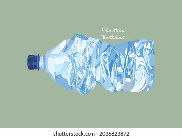 Vector Illustration of Crumpled Plastic Bottles	