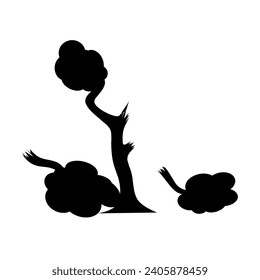 Vektorgrafik zerkleinerter Baumzweige auf weißem Hintergrund. Zerbrochene Baumsilhouette.