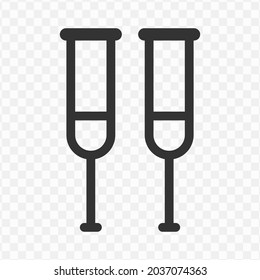 Vector illustration of crutches icon in dark color and transparent background(png).
