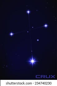 Vector Illustration Of Crux Constellation In Blue 