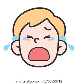 vector illustration of a crying boy