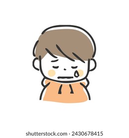 Vector illustration of crying boy.