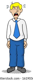 vector illustration of a crying business man
