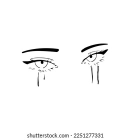 ilustración vectorial del ojo femenino llorando