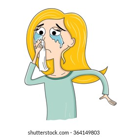 Vector illustration with crying girl